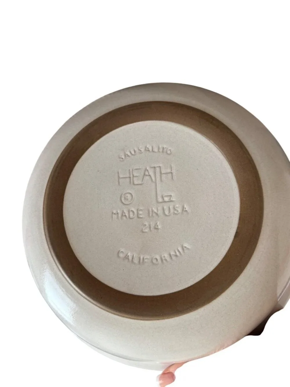 Heath Ceramics Set of 2 Serving Bowl Cream Brown Handmade Stoneware USA